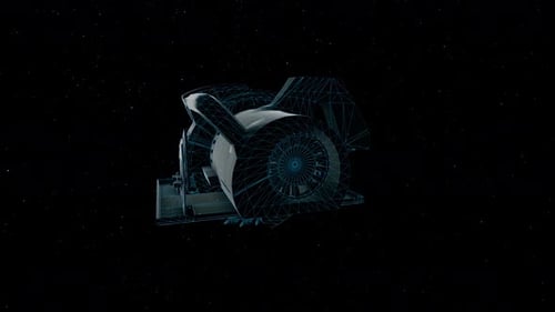 Futuristic Rotating Wireframe Circular Saw Animation