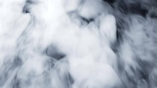 Dry Ice Clouds Overlay Background. White Abstract Smoke Slowly Floating Through Black Surface