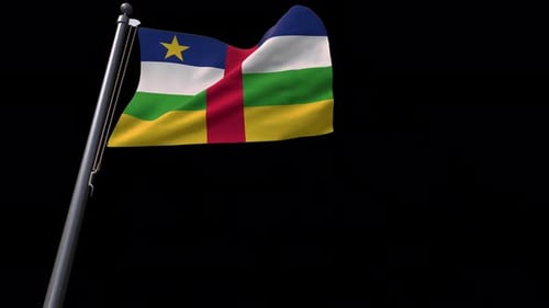 Waving Flag of Central African Republic on Black Background