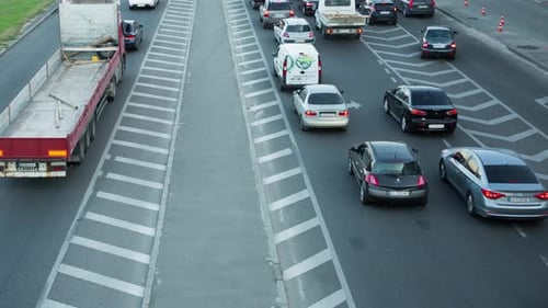 Busy Highway Traffic Aerial View Daytime