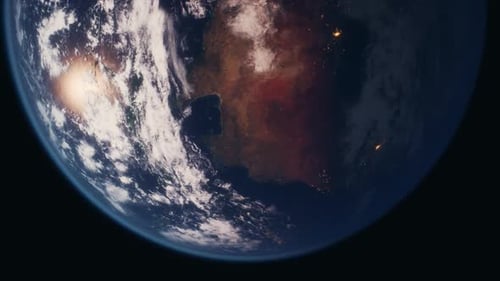 Realistic Rotating Earth Day to Night Transition from Space