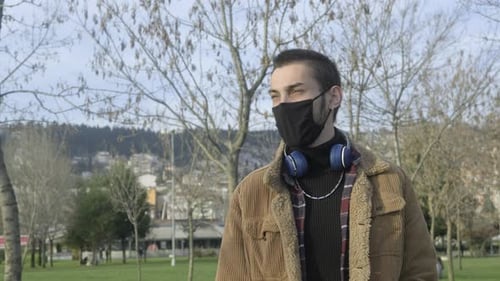 Young Man Masked Park