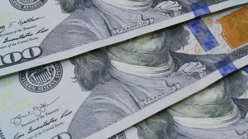 Close Up of United States Hundred Dollar Bills