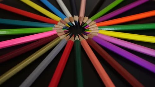 Colorful Pencils Arranged in a Circular Pattern