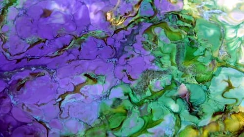 Abstract Fluid Background with Swirling Green and Purple