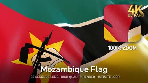 Mozambique National Flag Waving in Realistic Loop