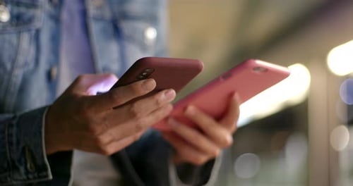 Close up of woman using mobile phone
