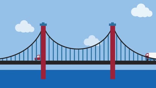 Vehicle moving on bridge