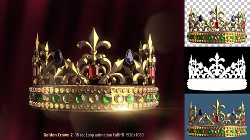 Golden Royal Crown Jewel Loop Animation
