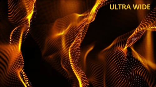 Abstract Flowing Golden Particles Digital Wave Background