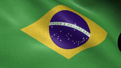 Realistic Waving National Flag of Brazil