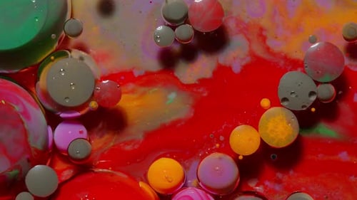 Vibrant Colors and Bubbles Abstract Liquid