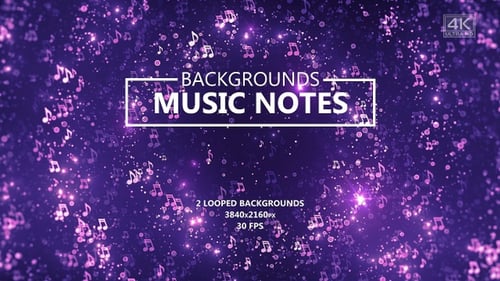 Animated Purple Sparkling Music Notes Background Loop