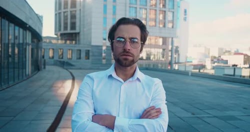 Man Yelling in Frustration in an Urban Environment