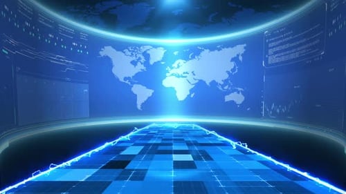 Futuristic Digital World Map Data Network Background