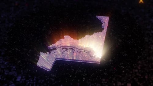 Futuristic Maryland Map Digital Scan Reveal