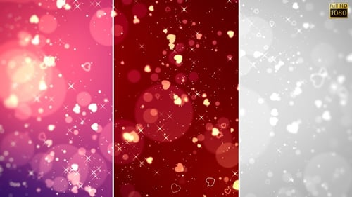 Romantic Glittering Hearts and Particles Celebration Background Loop