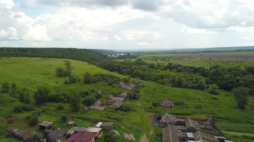 Village In Green Forest