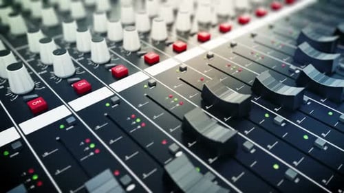 Dynamic Audio Mixer Console Faders in Action