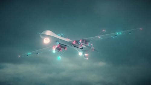 Futuristic Holographic Drone Animation with Digital Elements
