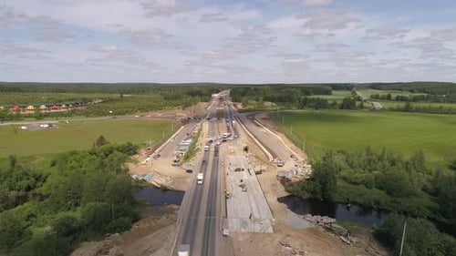 Aerial view of construction works of a highway section 06