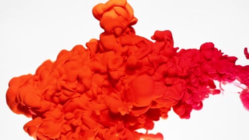Abstract Red and Orange Ink Cloud in Liquid