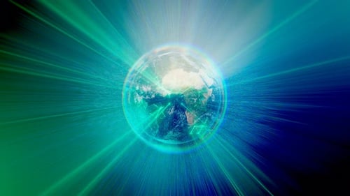 Spinning planet Earth. Technology video footage.