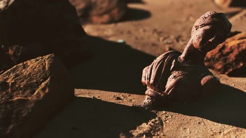 Ancient Woman Bust at Sand Beach