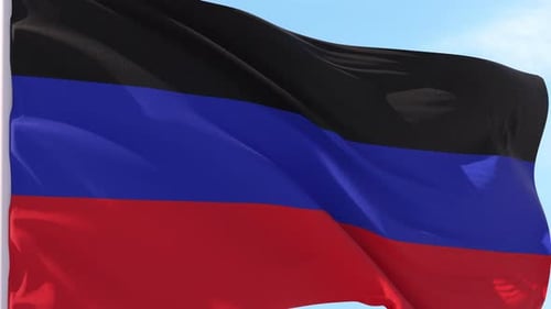 Realistic Black Blue Red Striped Flag Waving in Wind