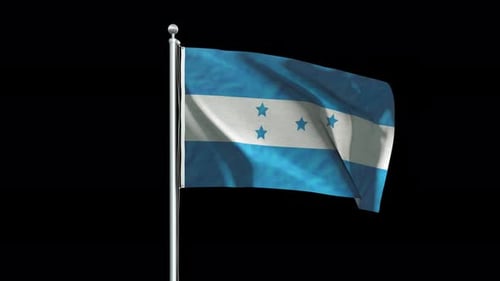 Honduras National Flag Waving with Alpha Channel