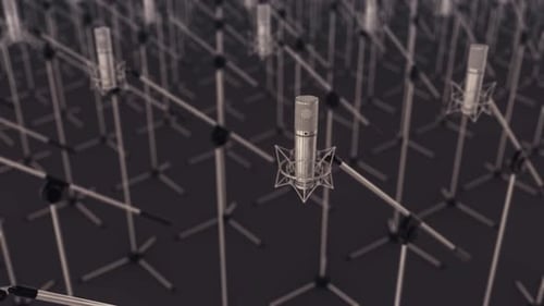 A Lot Of Professional Microphones In A Row 4k