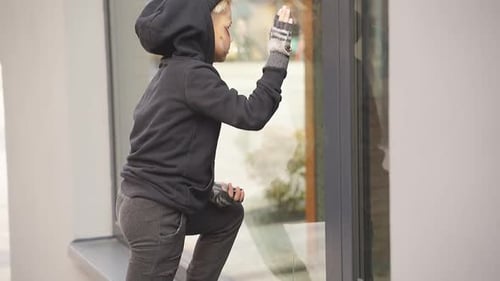 Beggar Street Boy Leaned Window Food Shop
