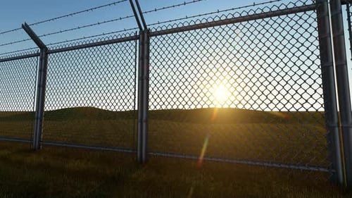 Animated Barbed Wire Chain Link Fence