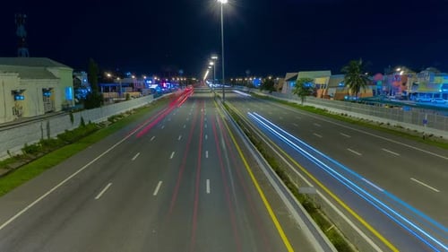 Night Highway Traffic Time Lapse
