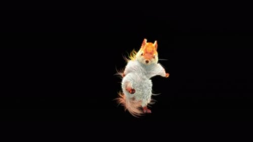 Animated Luminous Squirrel with Glowing Fur Walking