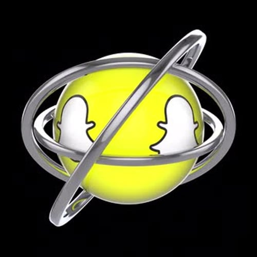 3D Snapchat Logo Sphere Rotating With Metallic Rings Animation
