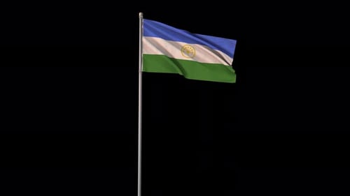 Waving Flag of Bashkortostan on a Pole with Alpha Channel