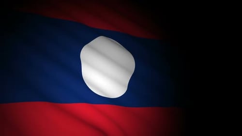 Realistic Laos National Flag Waving Seamless Loop
