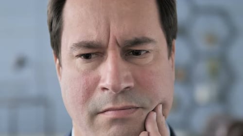 Close Up of Toothache, Man with Tooth Infection
