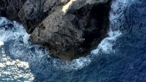 Close Up of Cliff on Tropical Island Mallorca, Spain with Ocean and Blue Water in Summer