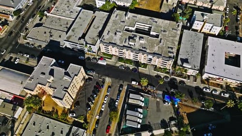 Streets with Traffic Houses and Trees Los Angeles Suburbs in California USA