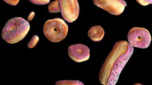 Falling Pink Frosted Donuts Animation