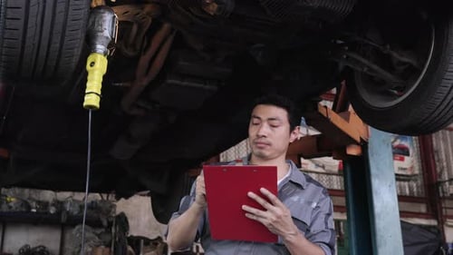 Man checking car