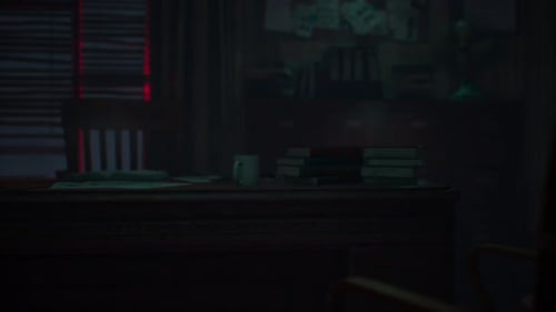 Small Retro Office at Night