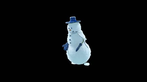 Animated Snowman Character Walking with Alpha Channel