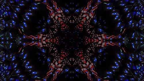 3D lines color blue and red light shining round shape in center, black background