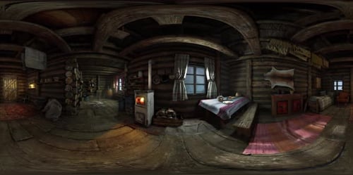 VR360 View of Old Log Home Interior