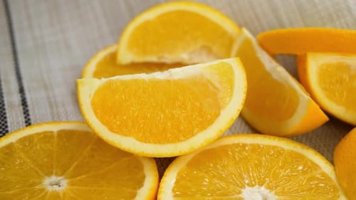 Close-Up of Fresh Orange Slices, Juicy Citrus Fruit