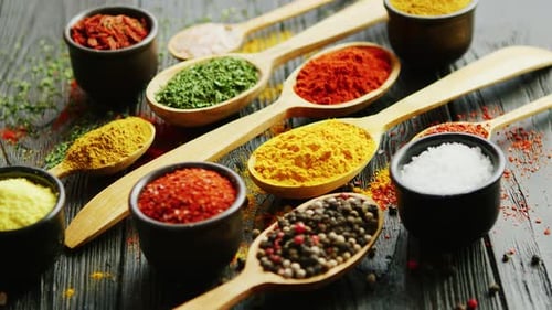 Bowls and Spoons with Spices