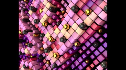 Abstract Pulsating Cubes and Spheres Grid Motion Background